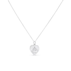 Silver St. Christopher Heart Necklace - F4502