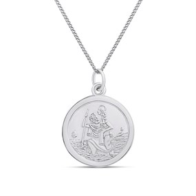Silver Double Sided St Christopher Pendant- 19mm - F4704