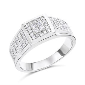 H&J Jewelry Women's 925 Sterling Silver Icy Bling CZ 11mm Square Engagement Ring - Sizes 6-9, SR82