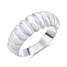 Silver Ridged Ring - F5435