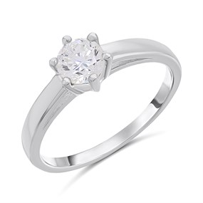 Silver Solitaire CZ Ring - F60109