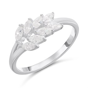 Silver Leaf Pattern Ring - F60111