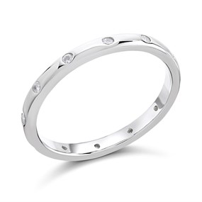 Silver Cubic Zirconia Band Ring - F6047