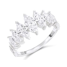 Silver Marquise Cubic Zirconia Graduated Ring - F6098