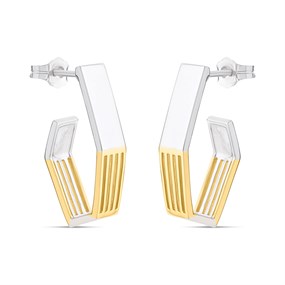 Fiorelli Silver Gold Plate Caged Hoop Earrings - F66187