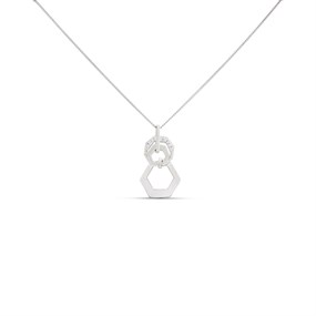 Fiorelli Silver CZ Linked Hexagon Pendant - F66191