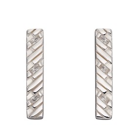 Fiorelli E6079C Platinum Plated Silver Chevron Stick Earrings - F66206