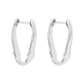 Fiorelli E6362 Wavy Shaped Platinum Plated Silver Hoop Earrings - F66207