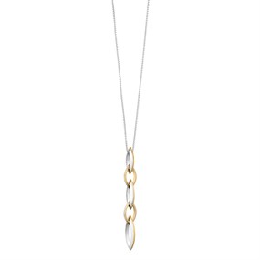 Fiorelli Silver P5073 9ct Gold Plated Knife Edge Navette Necklace - F66225