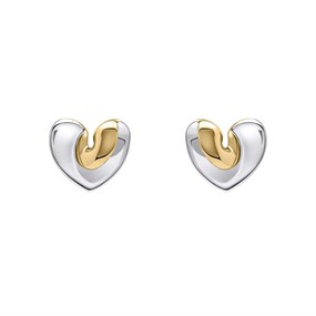 Fiorelli E6457 Silver Gold Plated Folded Heart Earrings - F66234