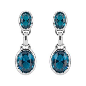 Fiorelli E6225T Silver Aqua Crystal Drop Earrings - F66240