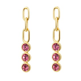 Fiorelli E6295P Silver Gold Plated Pink Crystal Drop Earrings - F66244