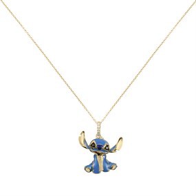 Disney Sterling Silver Enamel 3-D Stitch Necklace - F67162