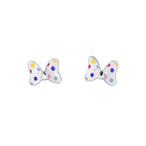 Disney Silver Minnie Mouse Enamel Bow Tie Stud Earrings - F67166