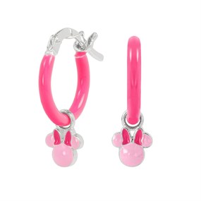 Disney Silver Minnie Mouse Pink Enamel Huggie Earrings - F67167
