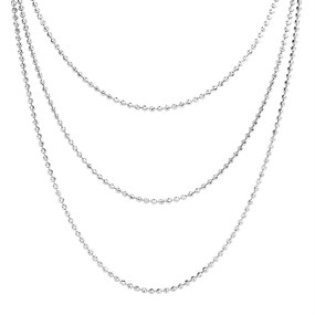 Silver Three Stranded Beaded Necklace - F8815