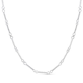 Silver Twisted Link Chain Necklace - F8819