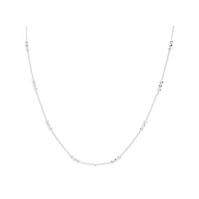 Silver Ball Station Necklace - 24in - F9511