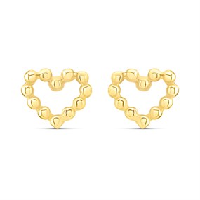 9ct Gold Heart Stud Earrings - G0291