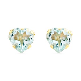 9ct Gold Blue Topaz Heart Stud Earrings - 5mm - G04105