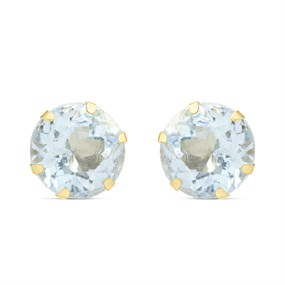 9ct Gold Blue Topaz Stud Earrings - 6mm - G04107