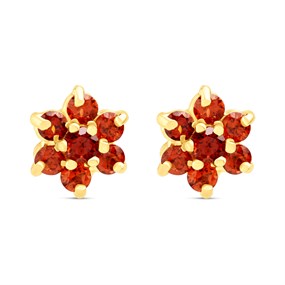 9ct Gold Garnet Cluster Stud Earrings - 6mm - G04117