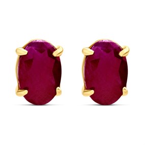 9ct Gold Ruby Stud Earrings - 6mm - G04125