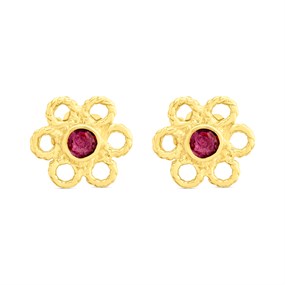 9ct Gold Ruby Daisy Stud Earrings - G04130