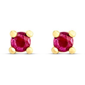 9ct Gold Ruby Stud Earrings - 3mm - G04131