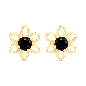 9ct Gold Sapphire Flower Stud Earrings - 10mm - G04133