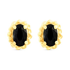 9ct Gold Sapphire Stud Earrings - 6mm - G04142