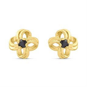 9ct Gold Sapphire Flower Earrings - G04143