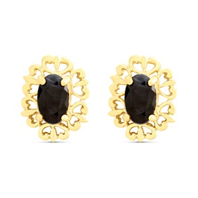 9ct Gold Sapphire Stud Earrings - 8mm - G04145