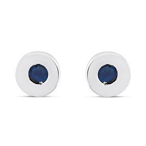 9ct White Gold 4MM Sapphire Rubover Stud Earrings - G04148
