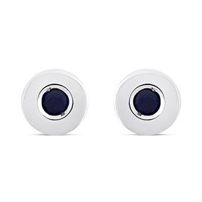 9ct White Gold 5MM Sapphire Rubover Stud Earrings - G04151