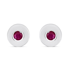 9ct White Gold 5MM Ruby Rubover Stud Earrings - G04152