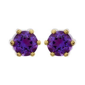 9ct Gold Amethyst Stud Earrings - 5mm - G0490