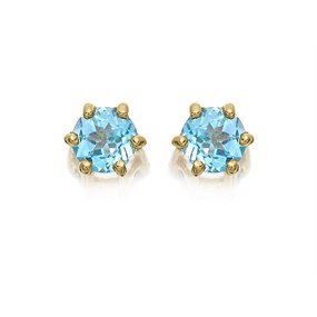 9ct Gold Blue Topaz Stud Earrings - 5mm - G0491