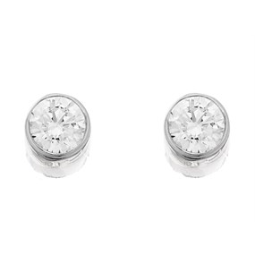 9ct White Gold Cubic Zirconia Stud Earrings - 5mm - G0835