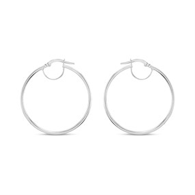 9ct White Gold Hoop Earrings - G2001