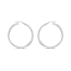 9ct White Gold Hoop Earrings - G2015