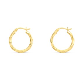 9ct Gold Facetted Hoop Earrings - G2110