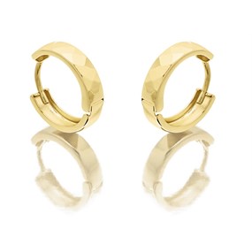 9ct Gold Faceted Hoop Earrings - 13mm - G2215