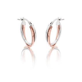 9ct Gold Two Colour Crossover Hoop Earrings - 21mm - G2216