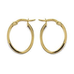9ct Gold Oval Hoop Earrings - 21mm - G2438