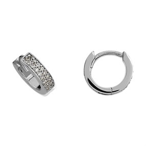 9ct White Gold Cubic Zirconia Huggie Hoop Earrings - 10mm - G2447