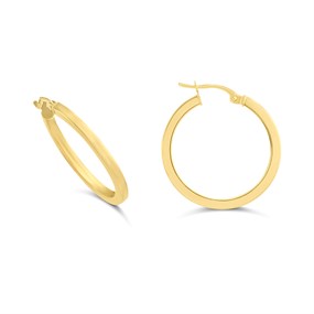 9ct Gold 20mm Tube Hoop Earrings - G2493