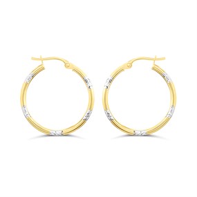 9ct Gold Two Colour Hoop Earrings - G2494
