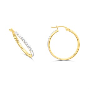 9ct Gold Two Colour Hoop Earrings - G2495