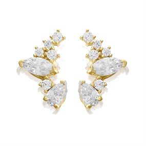 9ct Gold Cubic Zirconia Stud Earrings - 8mm - G27111